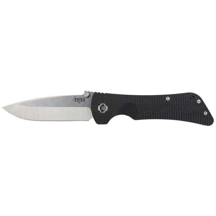 Southern Grind SG03030001 Bad Monkey4" Folding Drop Point Plain Satin 14C28N Steel Blade, 5.25" Black G10 Handle, Includes Pocket Clip