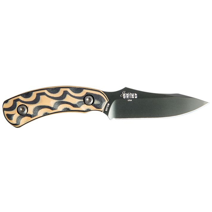 Southern Grind SG0508010601 Jackal Pup 2.80" Fixed Drop Point Plain Black PVD 8670 Steel Blade, 2.95" Black/Tan G10 3D Milled Handle