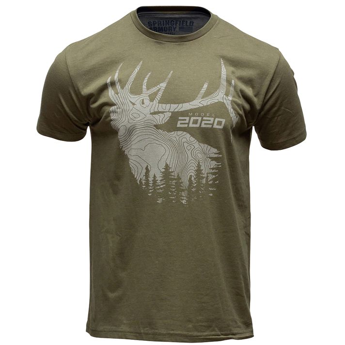 Springfield Armory GEP8605S 2020 Elk Men's Military Green Cotton/Polyester Short Sleeve Small