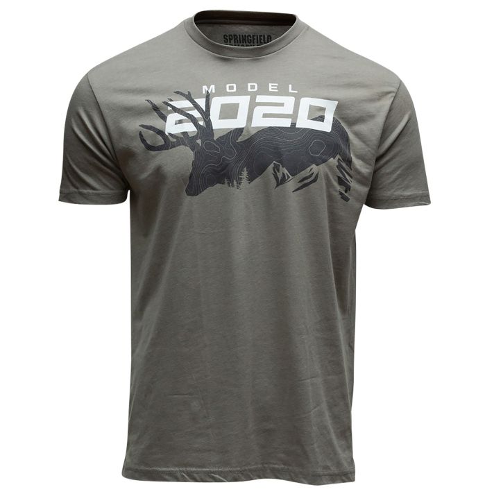 Springfield Armory GEP8607S 2020 Mule Deer Men's Stone Gray Cotton/Polyester Short Sleeve Small