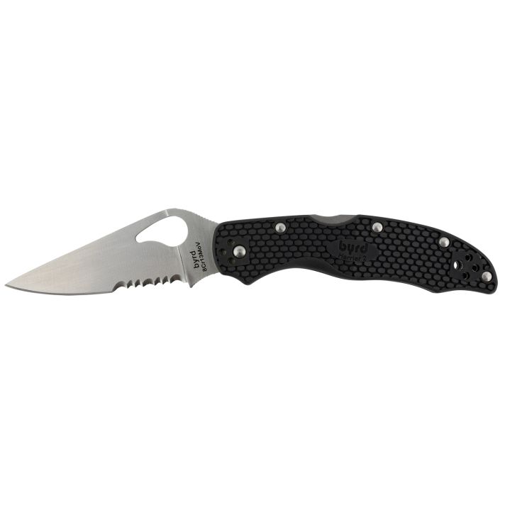 Spyderco BY01PSBK2 Byrd Harrier 2 Lightweight 3.36" Folding Part Serrated 3Cr13MoV SS Blade BlackTextured FRN Handle Includes Pocket Clip