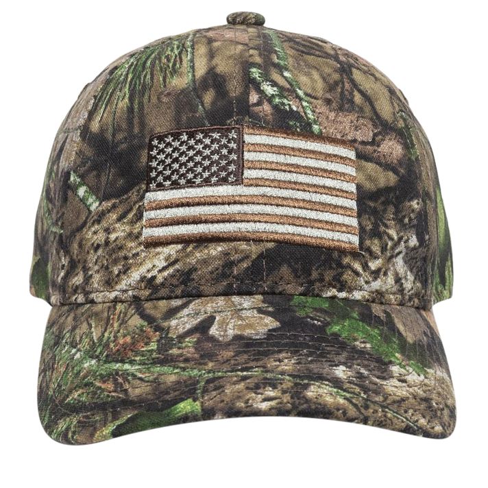 Outdoor Cap 202722-1-3 USA FlagMossy Oak Break-Up Country Hook & Loop OSFA Unstructured