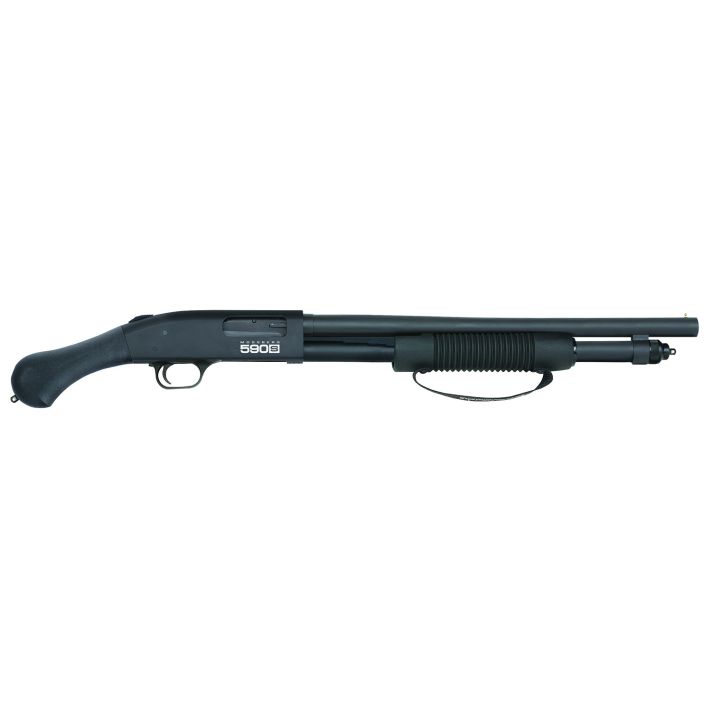 Mossberg 51600 590S Shockwave Full Size Frame 12 Gauge Pump 3" 10+1 18.50" Matte Blued Steel Barrel, Black Anodized Stainless Steel Receiver, Black Raptor Birdshead Grip
