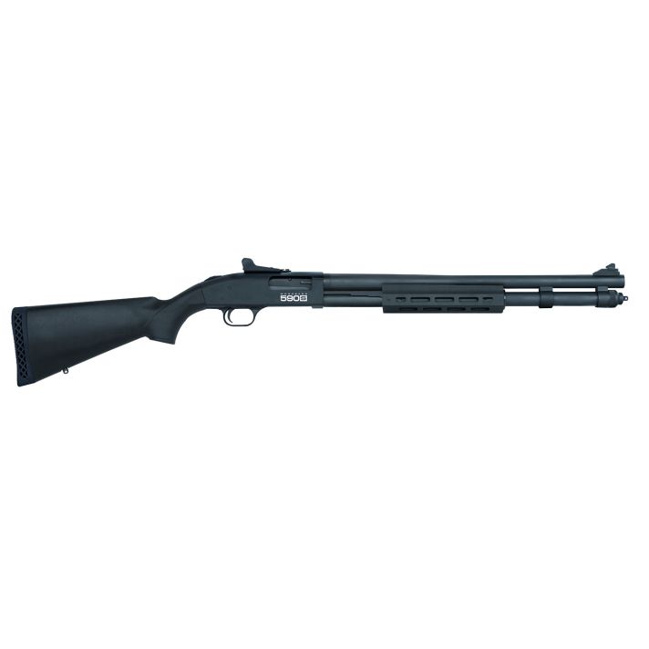 Mossberg 51602 590SFull Size 12 Gauge Pump 3" 13+1 20" Matte Blued Steel Barrel, Black Anodized Engraved Stainless Steel Receiver, Black Synthetic Stock, Right Hand, Accu-Choke