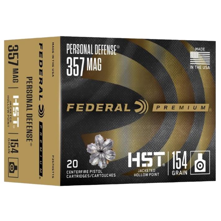 Federal P357HST1S Premium Personal Defense 357Mag 154gr HST Jacketed Hollow Point 20 Per Box/10 Case