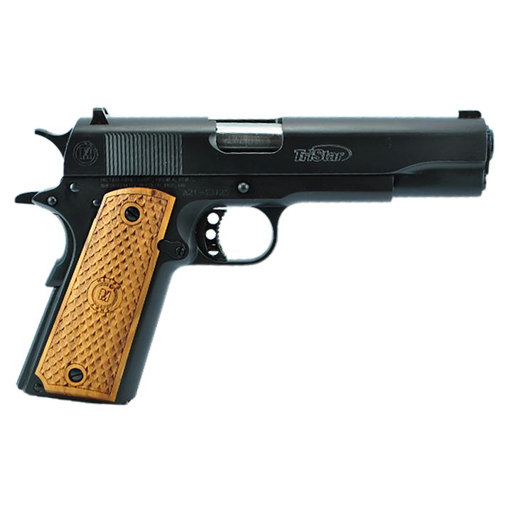 TriStar 85604 American Classic Government 1911 9mm Luger 10+1 5" Stainless Steel Barrel, Blued Serrated Steel Slide, Blued Steel Frame w/Beavertail, Wood Grip