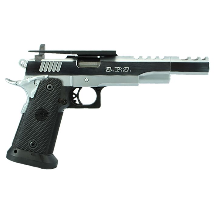 TriStar 85680 SPS Vista Long 1911 38 Super 21+1, 5.50" Black Match Grade Threaded Barrel, Chrome Ported/Serrated Steel Slide, Chrome Steel Frame w/Beavertail, Black Polymer Grip