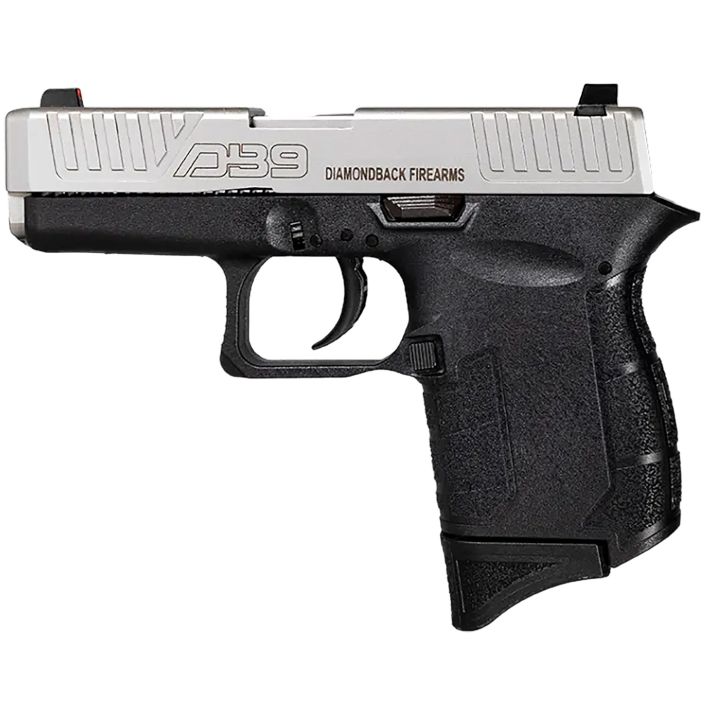 Diamondback DB0200P021 DB9 Gen4 Micro-Compact Frame 9mm Luger 6+1, 3.10" Stainless Steel Barrel, Nickel Boron Serrated Stainless Steel Slide, Black Polymer Frame Black & Grip