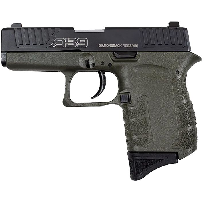 Diamondback DB0200P101 DB9 Gen4 Micro-Compact Frame 9mm Luger 6+1, 3.10" Stainless Steel Barrel, Black Nitride Serrated Stainless Steel Slide, OD Green Polymer Frame & Grip