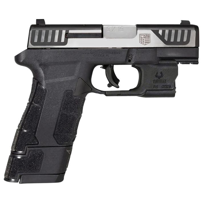 Diamondback DB0301P031 AM2 w/Laser Sub-Compact Frame 9mm Luger 17+1, 3.50" Stainless Steel Barrel, Serrated Stainless Steel Slide, Black Polymer Frame w/Picatinny Rail & Polymer Grip, Viridian Laser