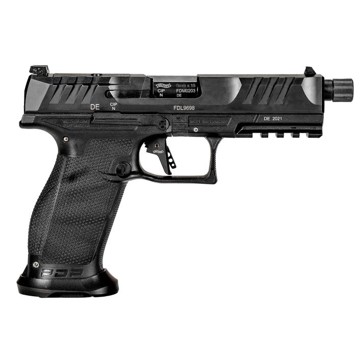 Walther Arms 2842521 PDP Pro SD 9mm Luger 18+1 5.10" Threaded Barrel, Black, Optic Cut/Serrated Slide, Polymer Frame with Pic. Rail, Performance Duty Grip, Flared Magwell