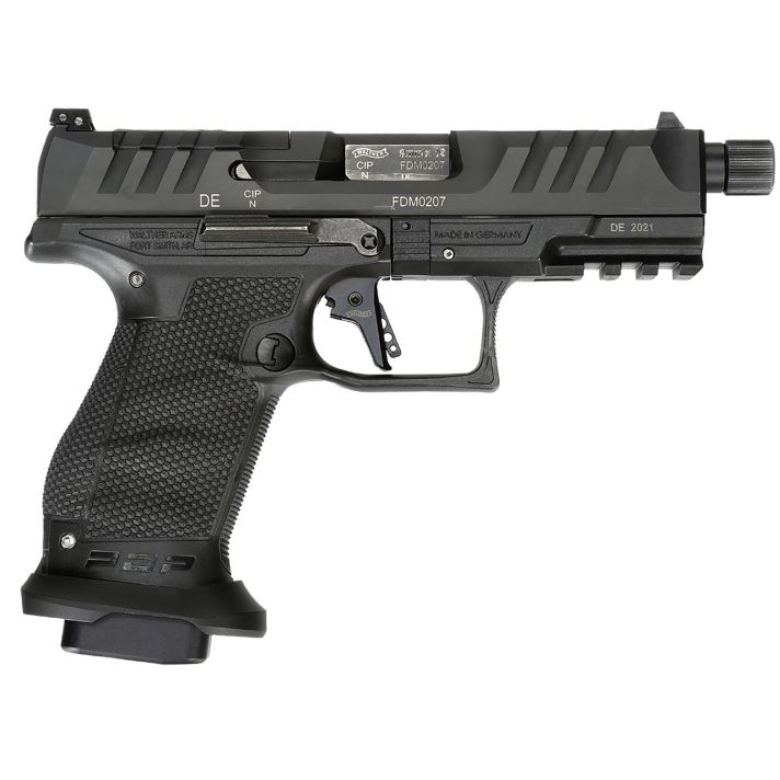 Walther Arms 2858151 PDP Compact Pro 9mm Luger 4.60" 10+1 Threaded Barrel Flared Magwell Black Steel Slide with Front Serrations & Optics Cut Performance Duty Textured Black Polymer Grip