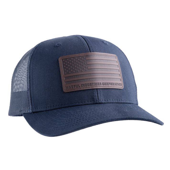 Magpul MAG1212-410 Standard Trucker Hat Navy Adjustable Snapback OSFA Structured Leather Patch