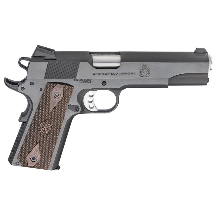 Springfield Armory PX9420 1911 Garrison 45 ACP 7+1, 5" Stainless Match Grade Steel Barrel, Salt Blued Serrated Carbon Steel Slide, Blued Steel Frame w/Beavertail, Thin-Line Wood Grip