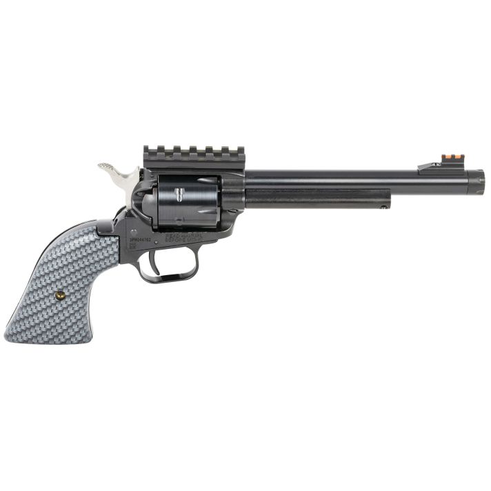 Heritage Mfg RR22B6TH Rough Rider Tactical Cowboy 22 LR 6 Shot 6.50" Black Steel/Threaded Barrel, Black Cylinder, Steel Frame w/Picatinny Rail, Carbon Fiber Grips