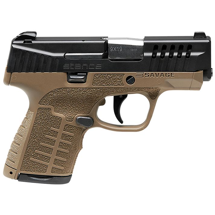 Savage Arms 67007 Stance9mm Luger 8+1 3.20" Stainless Steel Barrel, Black Nitride Ported/Serrated Steel Slide, Flat Dark Earth Polymer Frame, Interchangeable Backstrap Grip, Ambidextrous