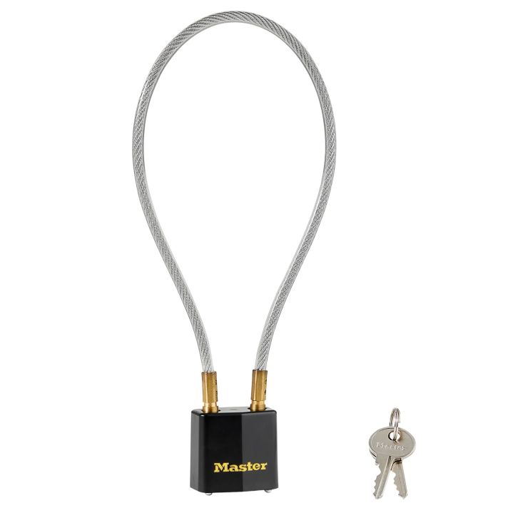 Master Lock 99DSPT Cable LockOpen With Key Black & Gold Steel 14"