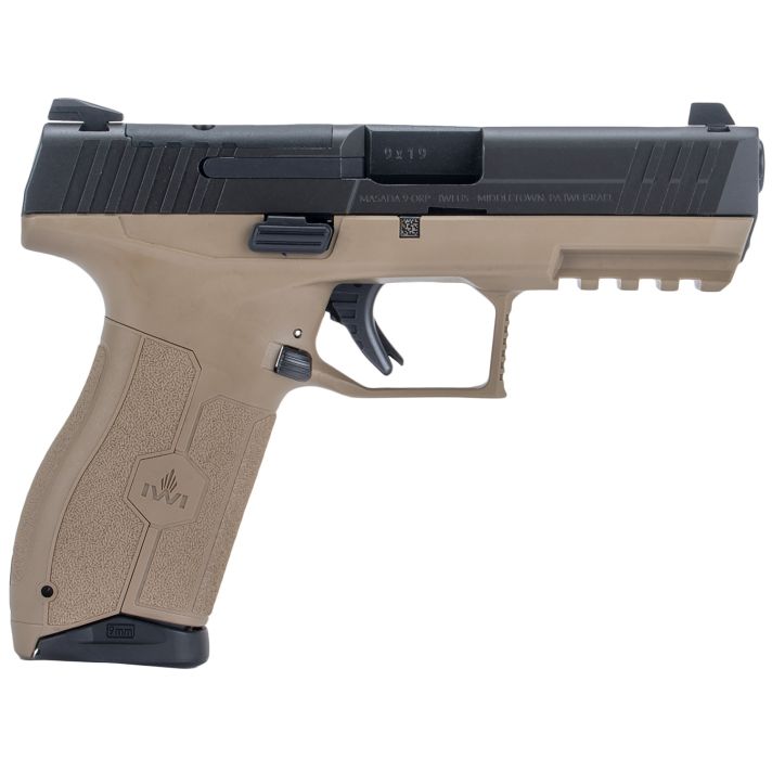 IWI US M9ORP10FDNS MASADAFull Size 9mm Luger 10+1, 4.10" Black Button Rifled Steel Barrel, Black Optic Ready/Serrated Steel Slide, Flat Dark Earth Polymer Frame w/Picatinny Rail, Ambidextrous