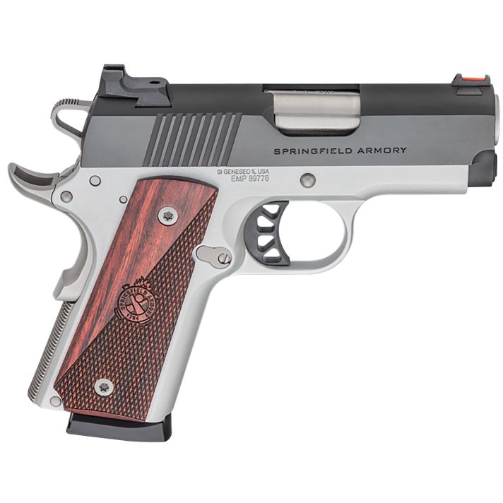 Springfield Armory PX9123L 1911 Ronin EMP 9mm Luger 9+1 3" Stainless Match Grade Bull Steel Barrel, Blued Serrated Carbon Steel Slide, Satin Cerakote Aluminum Frame w/Beavertail, Textured Wood Grip