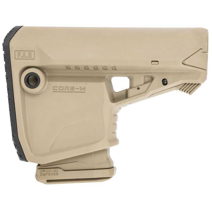 FAB Defense EXGLCOREMAGT GL-Core Survival Buttstock w/Rubber Butt Pad & Built In Mag Carrier for AR-Platform Compatible w/Mil-Spec & Commercial Tubes Tan Polymer (Tube NOT Included)