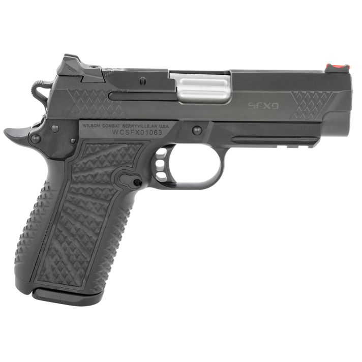Wilson Combat SFXCPR4 SFX9Compact Frame 9mm Luger 15+1 4" Stainless Fluted Barrel, Black DLC Serrated Stainless Steel Slide, Black Aluminum Frame w/Beavertail & Picatinny Rail, Black Polymer Grip