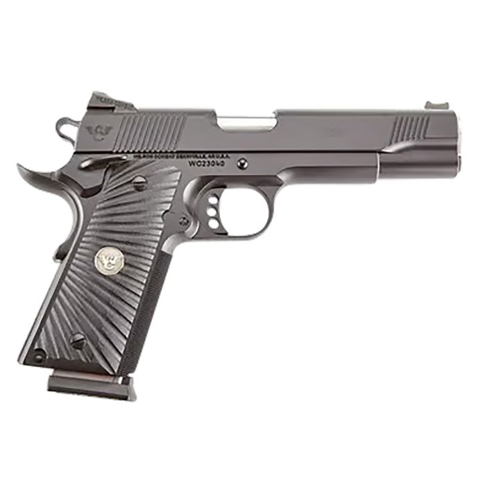 Wilson Combat CQBFS9A 1911 CQB Full Size Frame 9mm Luger 10+1 5" Match Grade Barrel, Black Serrated Carbon Steel Slide, Black Armor-Tuff Carbon Steel Frame w/Beavertail, Black G10 Starburst Grip