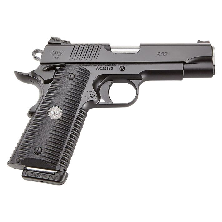 Wilson Combat ACPFS45A ACP Full-Size SAO 45 ACP 5" 8+1 Black Armor-Tuff Carbon Steel Frame/Slide Black G10 Eagle Claw Grips Ambi Thumb Safety
