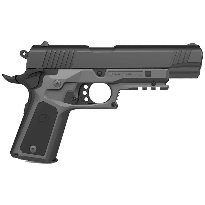 Recover Tactical CC3P0401 Frame GripGray Polymer Frame with Interchangeable Black & Gray Panels for Standard Frame 1911