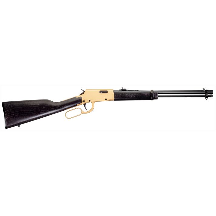 Rossi RL22181WD-GLD2 Rio Bravo22 LR 15+1 18" Polished Black Barrel, Gold Finish Rec, Black Hardwood Stock