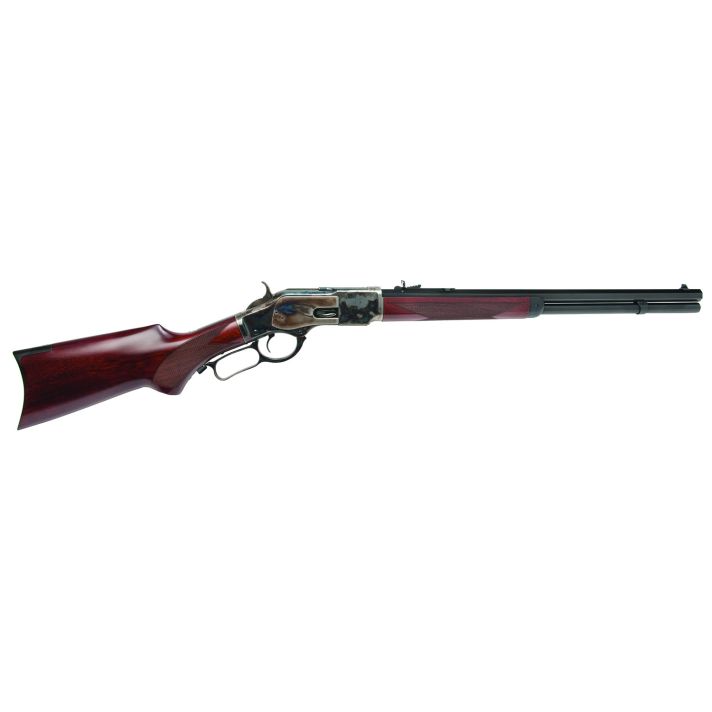 Cimarron CA204 1873 Short Deluxe Full Size 45 Colt (LC) 10+1, 20" Blued Octagon Steel Barrel, Color Case Hardened Steel Receiver, Walnut Fixed Pistol Grip Stock, Right Hand