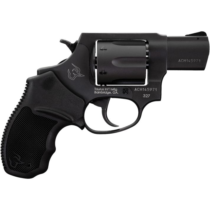 Taurus 232721 327Small Frame 327 Federal Mag 6rd 2" Matte Black Carbon Steel Barrel, Cylinder & Frame, Black Finger Groove Rubber Grip, Hammer Safety