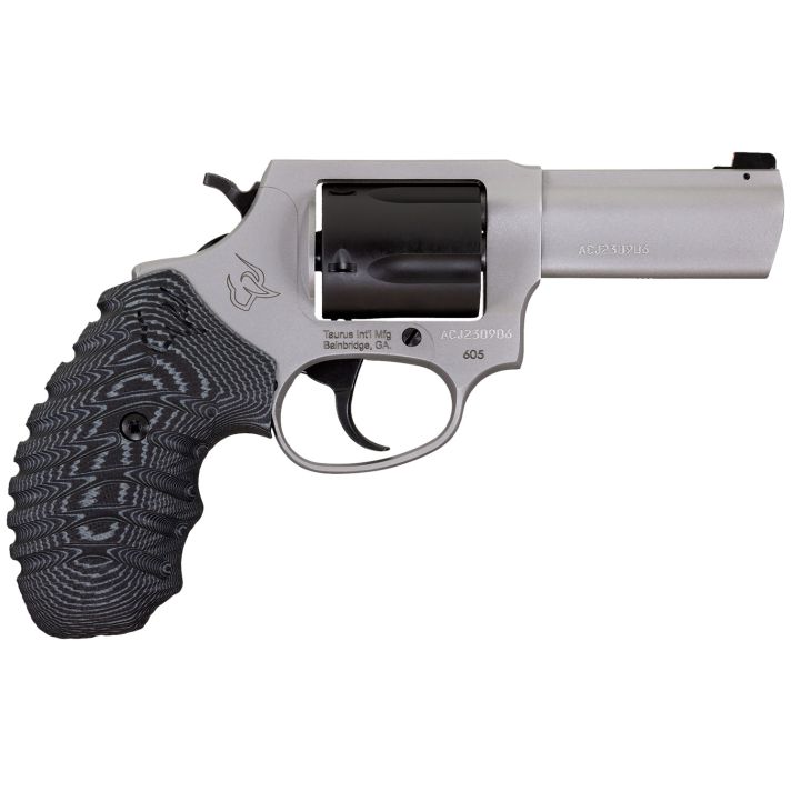 Taurus 260535NSVZ Defender 605SA/DA 357 Mag/38 Special +P 5rd 3" Matte Stainless Steel Barrel, Matte Black Cylinder, Matte Finish Stainless Steel Frame, Black/Gray VZ Grip, Night Front Sight