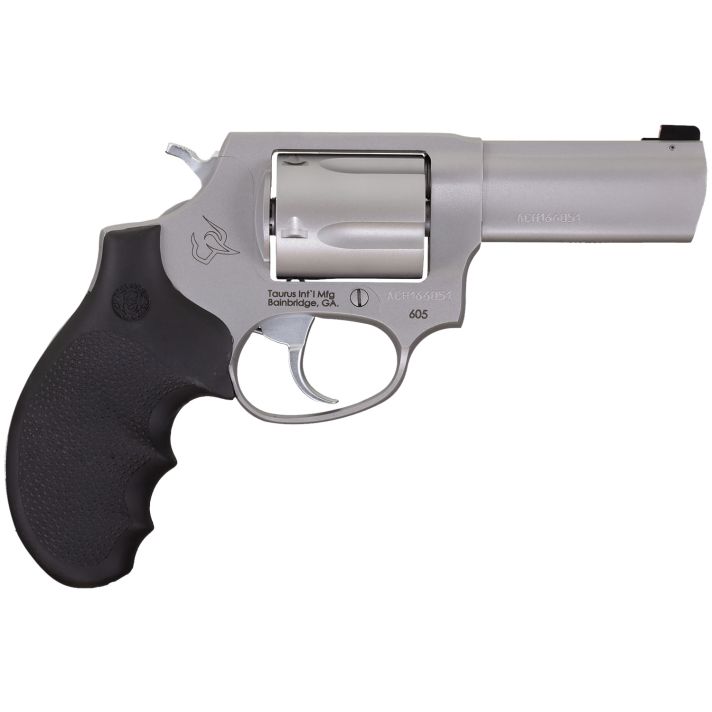 Taurus 260539NS Defender 605SA/DA 38 Special +P or 357 Mag 5 Shot 3" Barrel, Overall Matte Finish Stainless Steel, Finger Grooved Black Hogue Rubber Grip, Night Front Sight