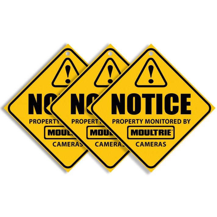 Moultrie MCA13133 Camera Surveillance SignsYellow 3 Per Pkg