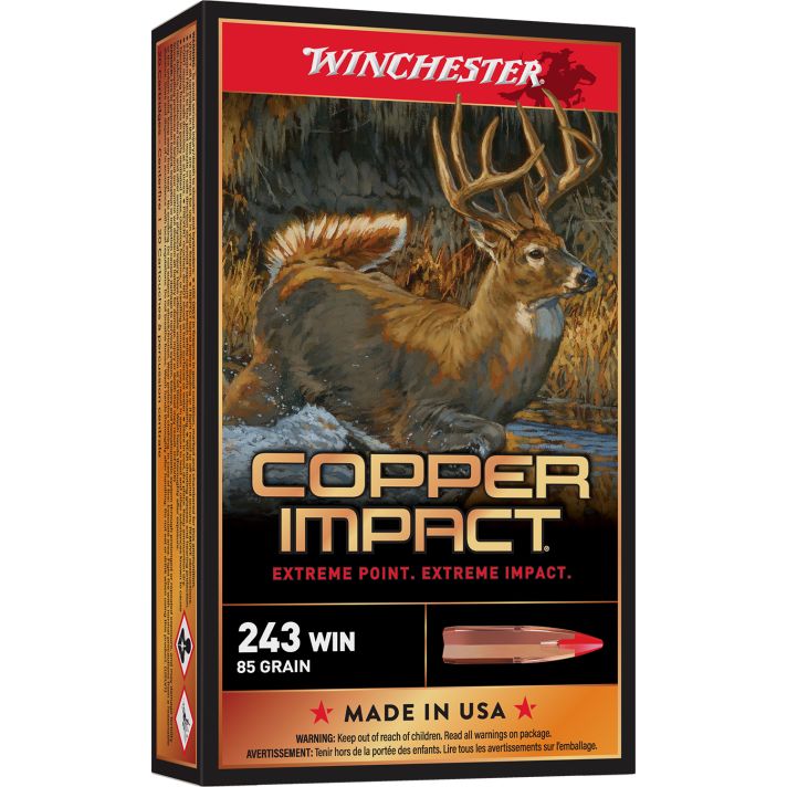 Winchester Ammo X243CLF Copper Impact243Win 85gr Copper Extreme Point Lead Free 20 Per Box/10 Case