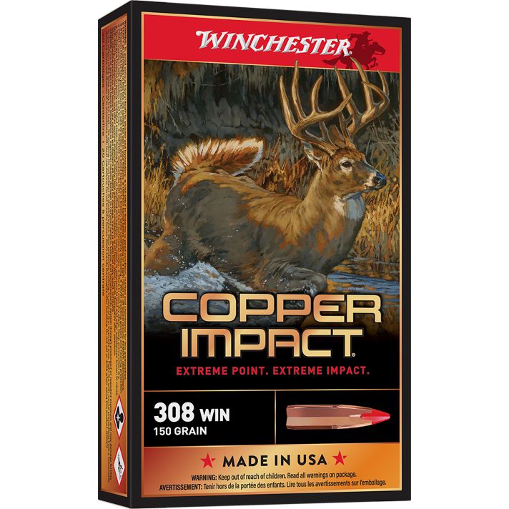 Winchester Ammo X308CLF Copper Impact308Win 150gr Copper Extreme Point Lead Free 20 Per Box/10 Case