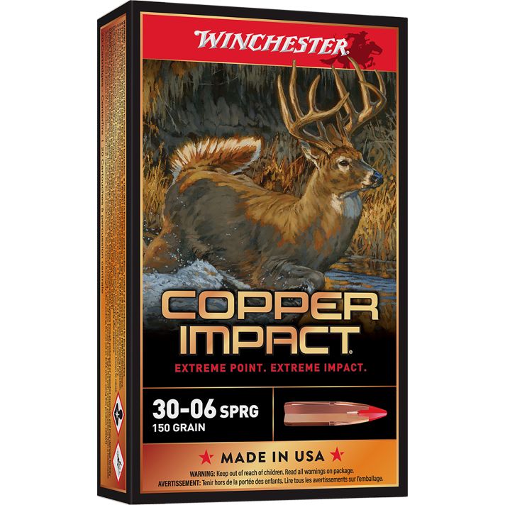 Winchester Ammo X3006CLF Copper Impact30-06Springfield 150gr Copper Extreme Point Lead Free 20 Per Box/10 Case