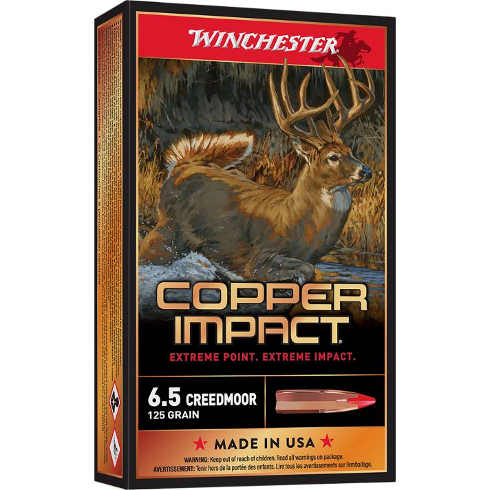 Winchester Ammo X65CLF Copper Impact6.5Creedmoor 125gr Copper Extreme Point Lead Free 20 Per Box/10 Case