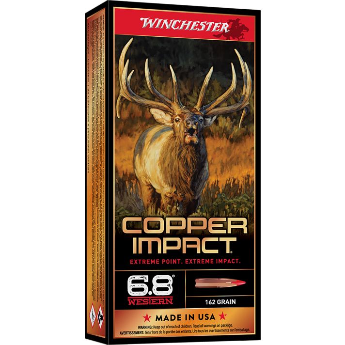 Winchester Ammo X68WCLF Copper Impact6.8Western 162gr Copper Extreme Point Lead Free 20 Per Box/10 Case