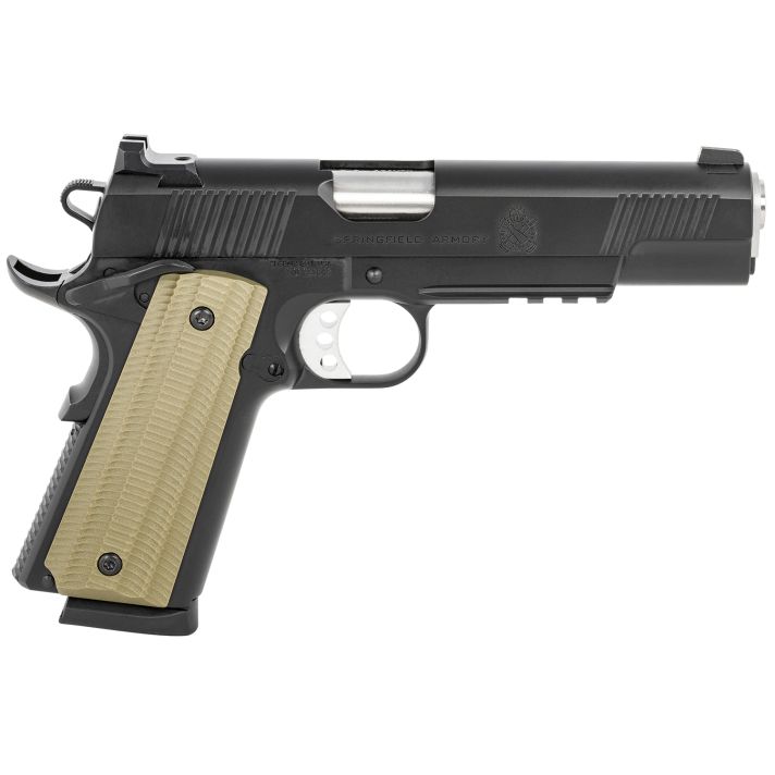 Springfield Armory PO9230 1911 Operator 45 ACP 8+1 5" Barrel, Black Cerakote Carbon Steel Frame w/Beavertail, Integral Picatinny Acc. Rail, Serrated Slide, VZ G10 Grip
