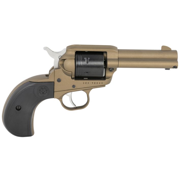 Ruger 2017 Wrangler22 LR 6 Shot 3.75" Burnt Bronze Cerakote Steel Barrel, Burnt Bronze Cerakote Aluminum Frame, Black Cerakote Cylinder, Black Birdshead Grip, Exposed Hammer