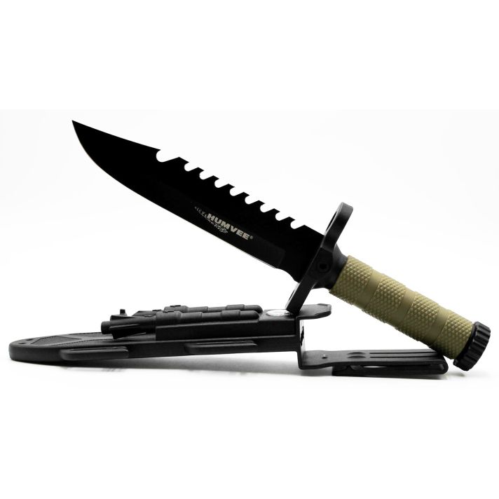 Humvee Adventure Gear HMVKFXB02 Next-Gen Survival Knife7.50" Fixed Sawback Plain Black Stainless Steel Blade Black Textured Rubber Handle Includes Sheath