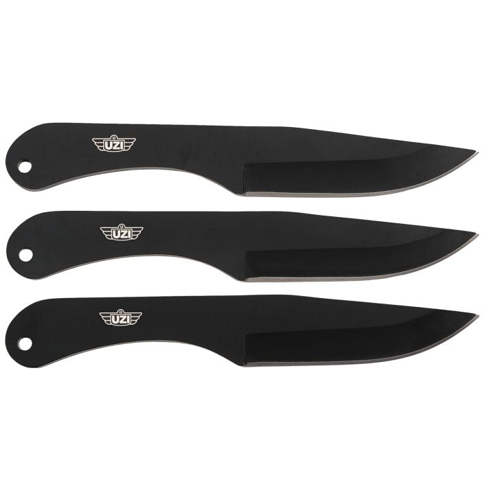 Uzi Accessories UZKTRW004 Throwing Knives IV Three, 8.25" Plain Black Stainless Steel