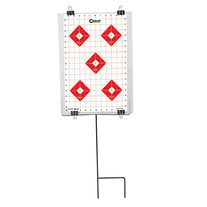 Caldwell 110005 Ultra Portable Target Stand Black/Red/White Steel Silhouette/Shapes Standing Includes 8 Silhouette Targets/8 Sight-In Targets