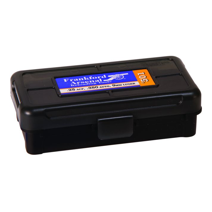 Frankford Arsenal 1083783 Hinge-Top Ammo Box 9mm/25/380ACP Black Polymer 50rd