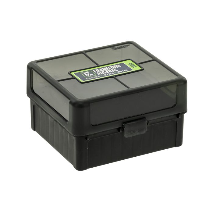 Frankford Arsenal 1083799 Hinge-Top Ammo Box 204/223Cal/300WinMag Black Polymer 100rd