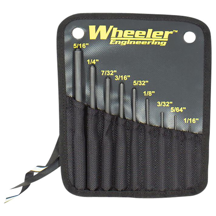 Wheeler 204513 Roll Pin Punch SetBlack Steel Knurled Handle 9 Pieces