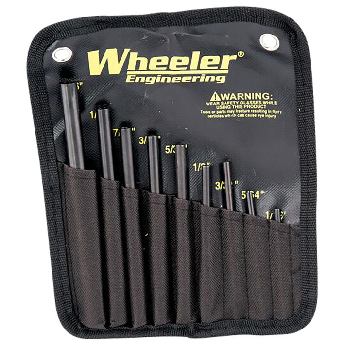 Wheeler 710910 Roll Pin Punch Set Starter Set Black/Yellow Steel Knurled Handle 9 Pieces