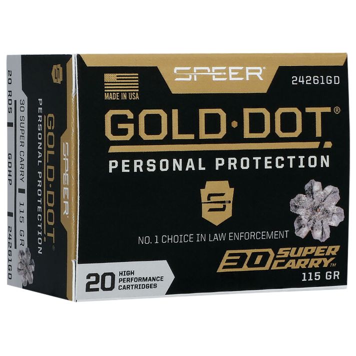 Speer 24261GD Gold Dot Personal Protection 30 Super Carry 115 gr Hollow Point 20 Per Box/ 10 Case