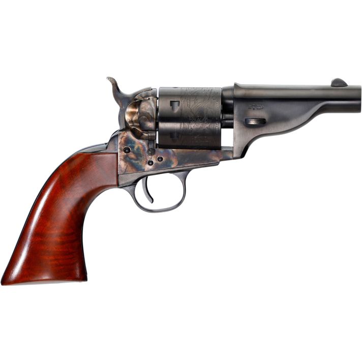 Taylors & Company 550958 The Hickok Open-Top 38 Special Caliber with 3.50" Blued Finish Barrel, 6rd Capacity Blued Finish Cylinder, Color Case Hardened Finish Steel Frame & Walnut Army Size Grip